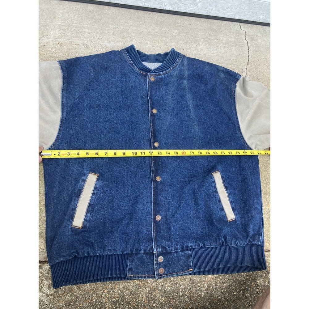 Vintage Diner Jean Jacket Mens Large L Blue Denim Varsity Cotton USA Made 90s - Picture 12 of 13